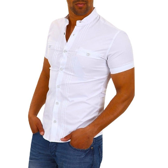 Men's Short-Sleeved Shirt Stitching Shirt Men Clothing Zimivas