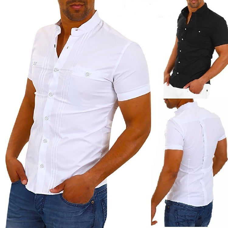 Men's Short-Sleeved Shirt Stitching Shirt Men Clothing Zimivas