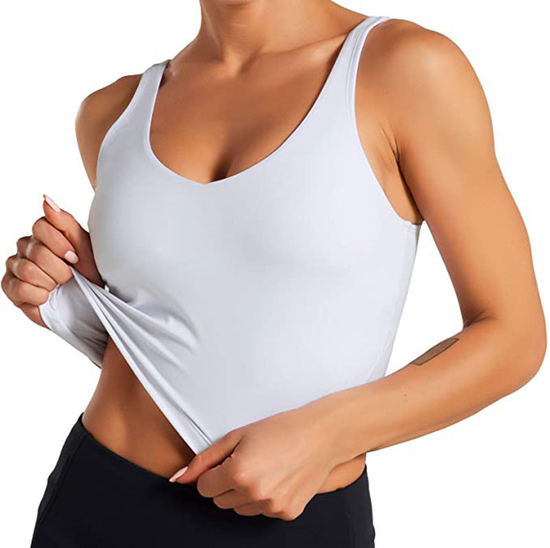 Hot Models Women'S Long Sports Bra Plus Chest Pad Yoga Vest Fitness Exercise Running Top White Women Clothing Zimivas