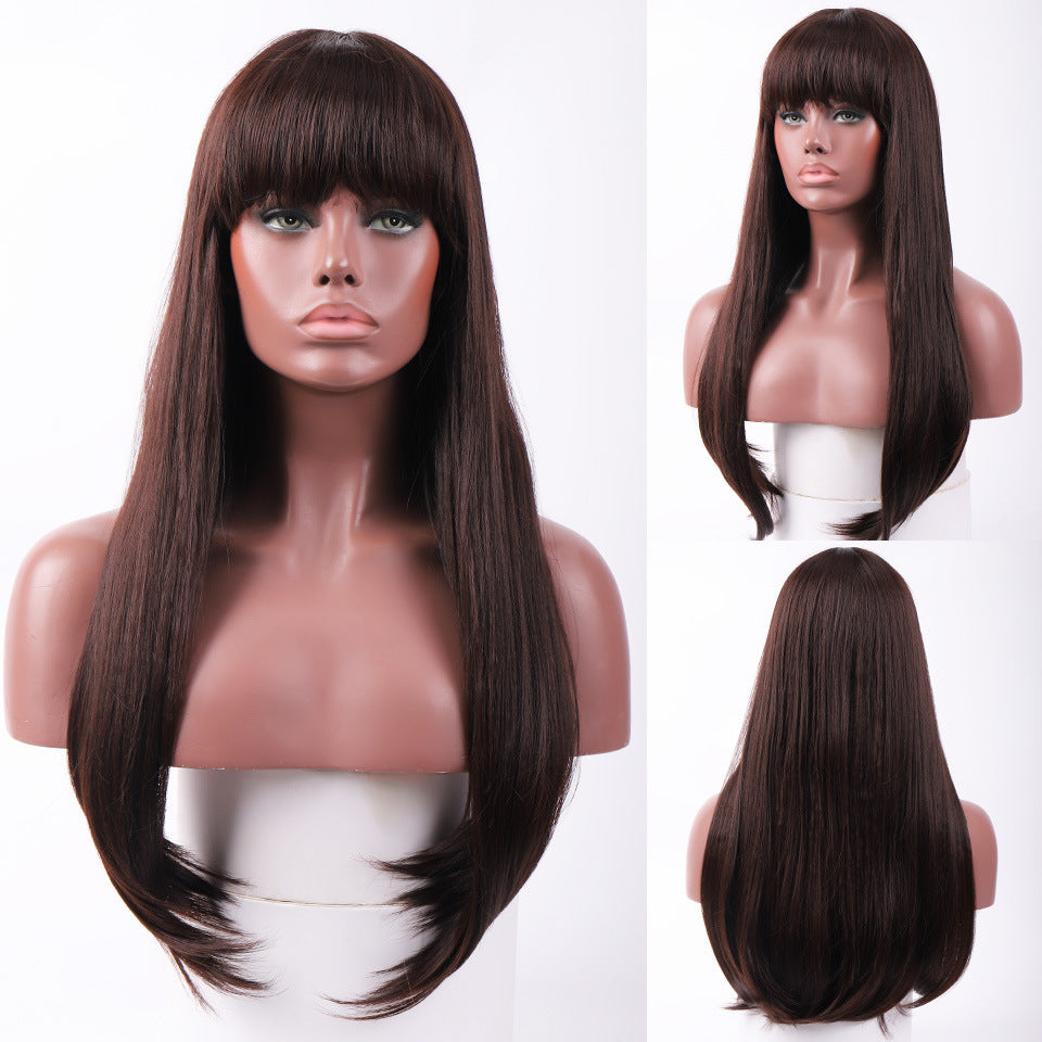 Ladies Fashion Anime Straight Hair Headgear Dark brown 0 null