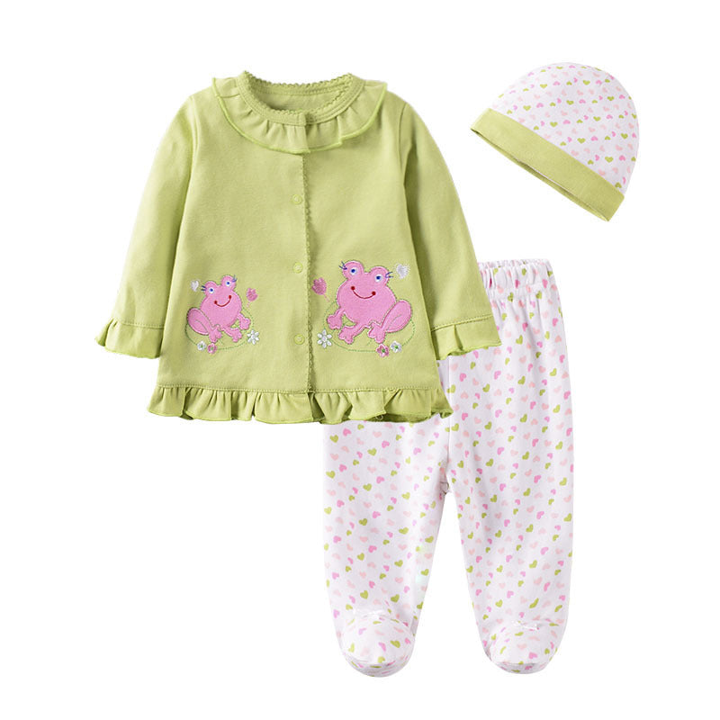 Spring Cute Baby Clothes Fashion Baby Suit set Womens Green Frog kids & baby Zimivas