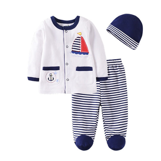 Spring Cute Baby Clothes Fashion Baby Suit set Sailboat kids & baby Zimivas