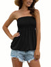 Sleeveless Babydoll Tube Top Ruffled Pleated Top Black 0 null