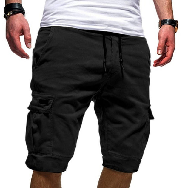 Men Casual Jogger Sports Cargo Shorts Military Combat Workout Gym Trousers Summer Black 0 Zimivas