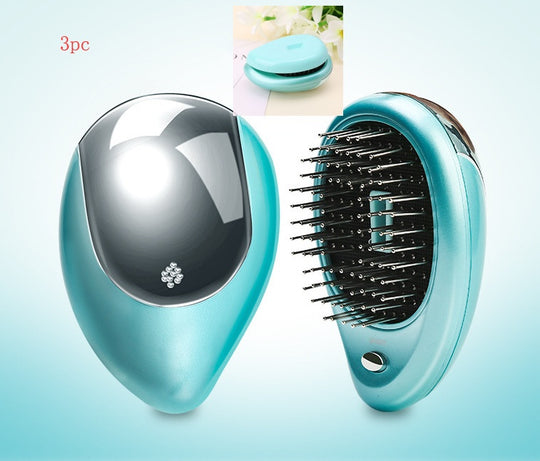 Electric Sound Wave Vibration Magnetic Massage Comb Portable Negative Ion Hair Comb Green 3pc 0 null