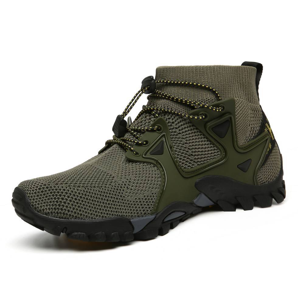 Mid-Cut Hiking Shoes, Outdoor Hiking Shoes, Beach Shoes, Lightweight Flying Woven Breathable Sports Shoes Army Green 0 null