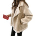 Suede Jacket Women Short Lamb Velvet Motorcycle Jacket 0 null