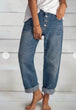 Fashion Casual Jeans Beaded Straight-leg Pants Dark Blue Women Clothing Zimivas