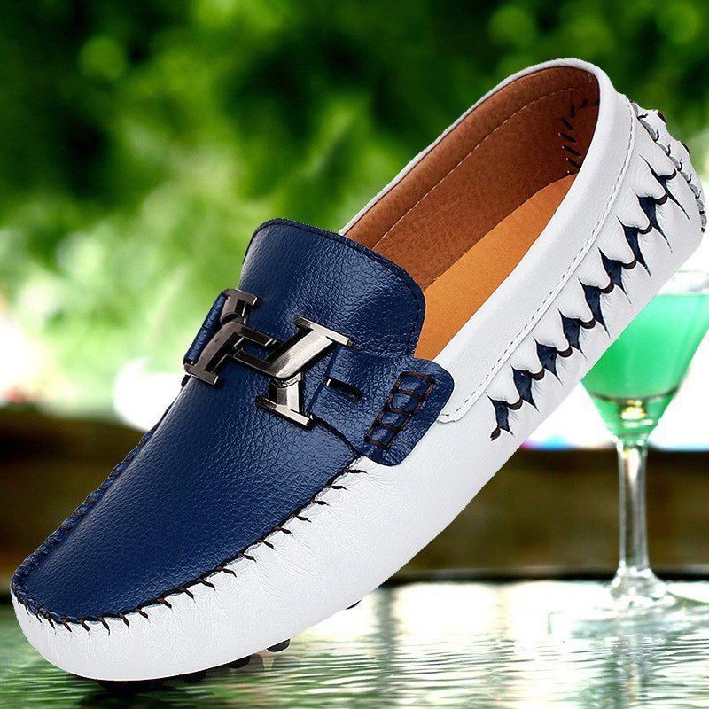 Comfortable And Versatile Driving Shoes Lazy Shoes White blue 0 Zimivas