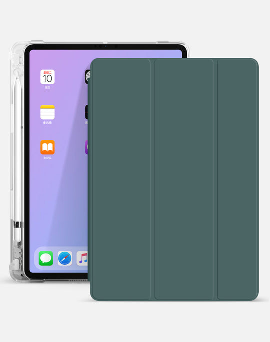 Compatible With , Compatible With , IPad10.2 Protective Cover Mini5 Pen Slot Type Flat Air4 Shell Pro10.5 Soft Shell IPad9.7 Dark green 0 Zimivas