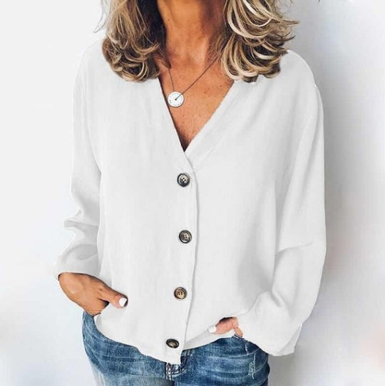 Chiffon Women Spring and Summer New Cardigan Long-sleeved Shirt White Women Clothing Zimivas