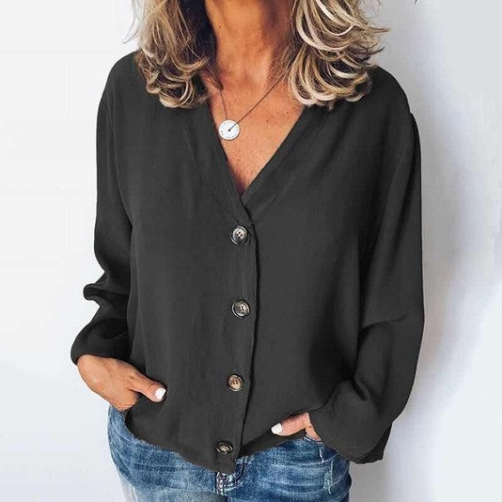 Chiffon Women Spring and Summer New Cardigan Long-sleeved Shirt Black Women Clothing Zimivas