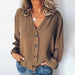 Chiffon Women Spring and Summer New Cardigan Long-sleeved Shirt Brown Women Clothing Zimivas