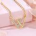 Letter W Necklace For Women Girls Stainless Steel Cubic Zirconia Clavicle Chain Necklaces Luxury Crystal Jewerly collier femme Golden 0 null