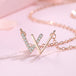 Letter W Necklace For Women Girls Stainless Steel Cubic Zirconia Clavicle Chain Necklaces Luxury Crystal Jewerly collier femme Rose gold 0 null