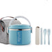 Stainless Steel Lunch Box Blue 1 layers + bag Dinning plate Zimivas