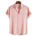 Men's Fashion Solid Color Dark Cell Short Sleeve Shirt Pink Dark Cell 0 null