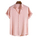 Men's Fashion Solid Color Dark Cell Short Sleeve Shirt Pink Dark Cell 0 null