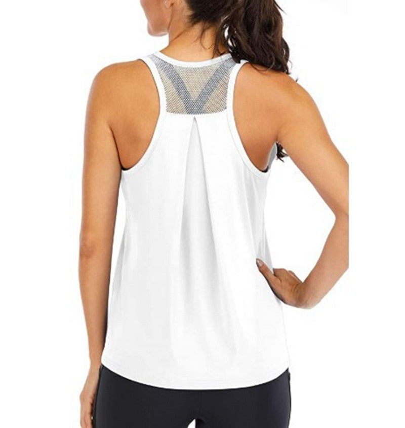 Women's loose racer mesh halter sports vest White Women Clothing Zimivas