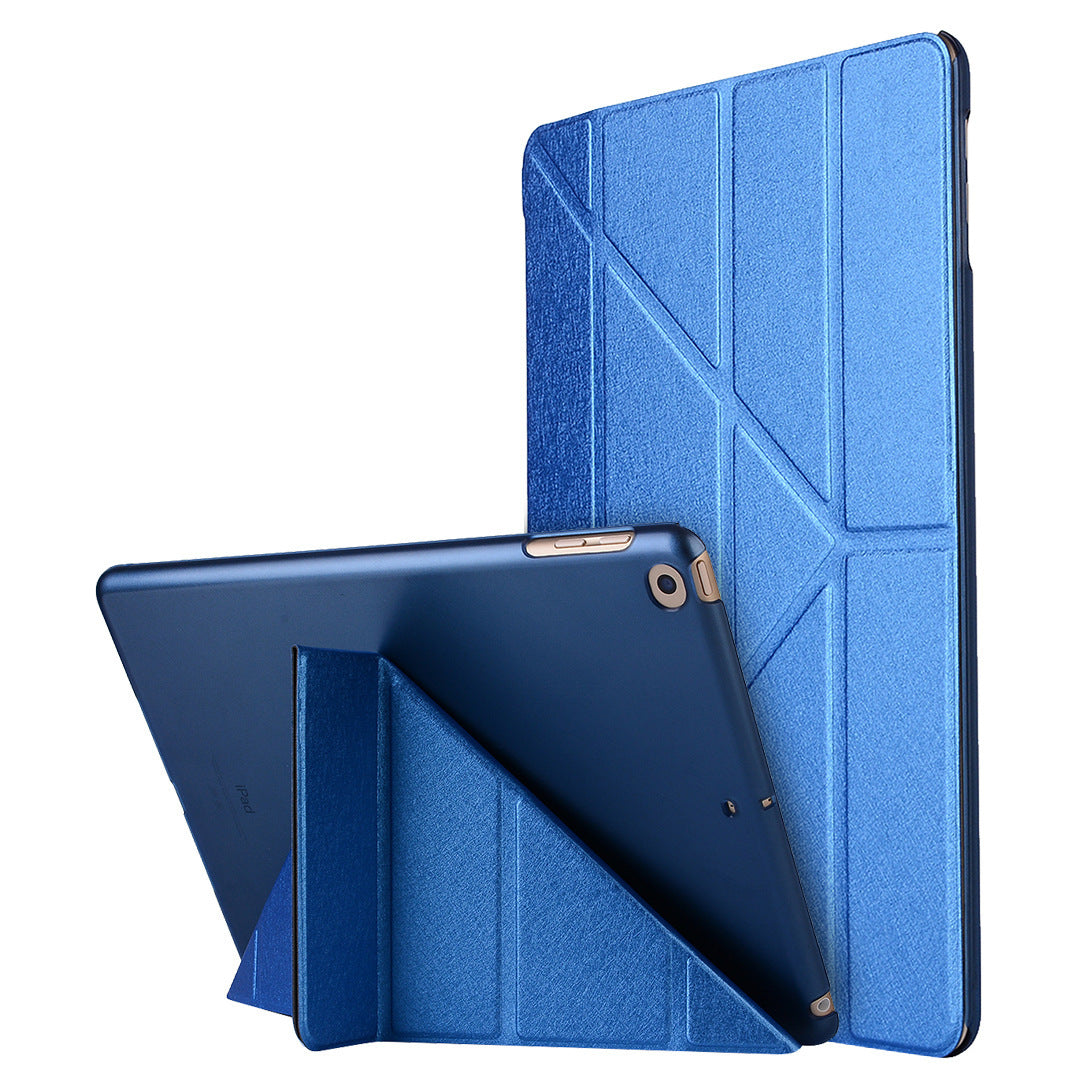 Compatible with Apple, Applicable to new ipadPro11 silk holster ultra-thin protective shell 9.7 dormant deformation leather case Dark blue 0 Zimivas