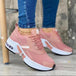 Fashionable low cut dad shoes with round toe, middle heel, lace up mesh, casual sports shoes for women pink eprolo