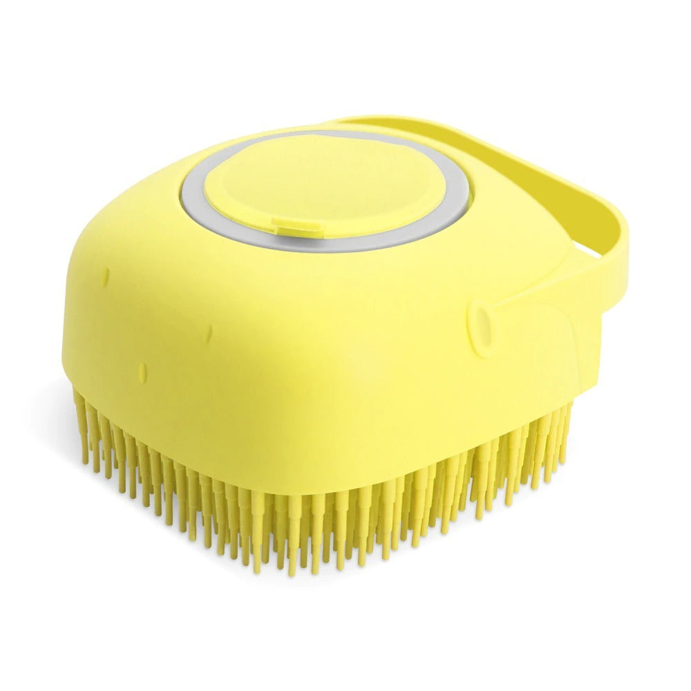 Pet Dog Shampoo Massager Brush Cat Massage Comb Grooming Scrubber Shower Brush For Bathing Short Hair Soft Silicone Brushes Yellow 5 null