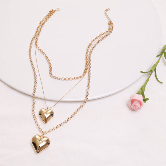 Vintage MultiLayer Heart Pendants Necklaces For Women Gold Geometric Punk Necklace New Design Wedding Jewelry Girlfriend Gifts 0 null