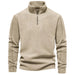 Fashion Personality Stand-collar Zippered Sweatshirt With Fleece Winter Casual Pullover Top Men's Clothing Khaki men clothing Zimivas