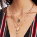 Layer Beads Chain Long Choker Necklace Women Sexy Fashion Gold Silver Color Round Cross Necklaces & Pendants Bijoux 0 null