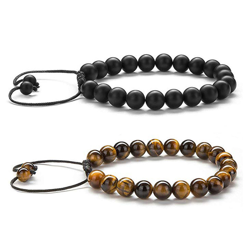 Tiger Eye Couple Bracelets Matte Black Agate Beads Bracelet L 0 null