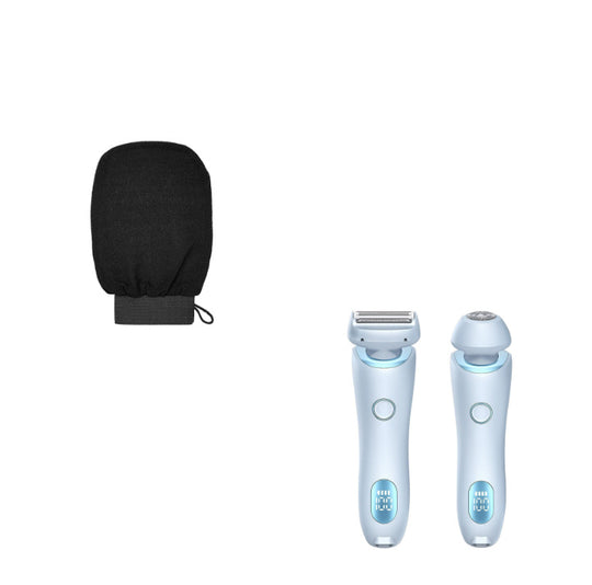 2 In 1 Hair Removal Epilator USB Rechargeable Trimmer Women Body Razor Face Leg Armpit Bikini Hand Pubic Shaver Hair Remover Blue Set USB Hair accessories Zimivas