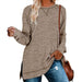 Women's Long Sleeve Loose Casual Fall Pullover Solid Color Top Khaki Women Clothing Zimivas