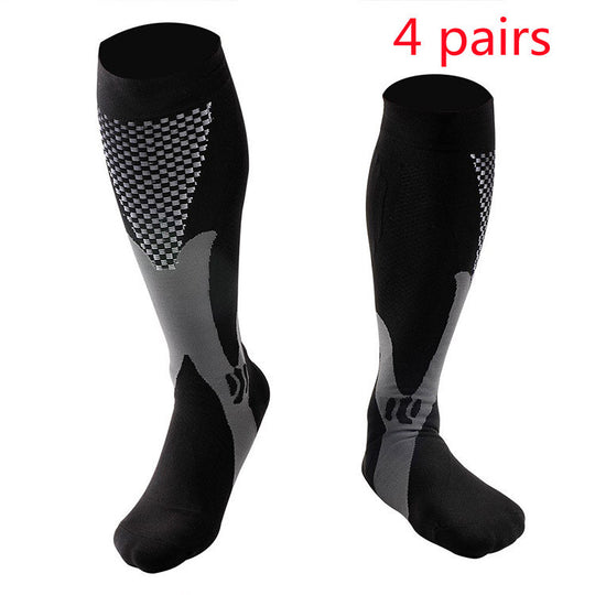 New Stretch Sports Pressure Men's And Women's Riding Soccer Socks Black 4pairs 0 null