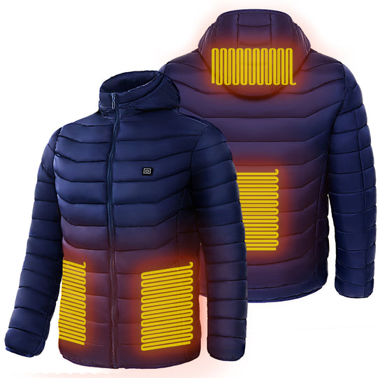 Men Heated Puffer Jacket Electric Heating Coat Insulated Hood Windbreaker 9Heat Zones Men Clothing Zimivas