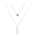 S925 Silver Color Double Chain Long Stick Micro Pave Zircon Round Pendant Necklaces For Women Trendy Jewelry White Gold Color 925 Silver 0 null