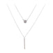 S925 Silver Color Double Chain Long Stick Micro Pave Zircon Round Pendant Necklaces For Women Trendy Jewelry White Gold Color 925 Silver 0 null