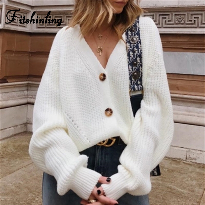 V-neck knit cardigan white 0 Zimivas