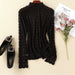 Long Sleeve Eyelash Hollow Top Mesh Inner Layer Outer Wear Black 0 Zimivas