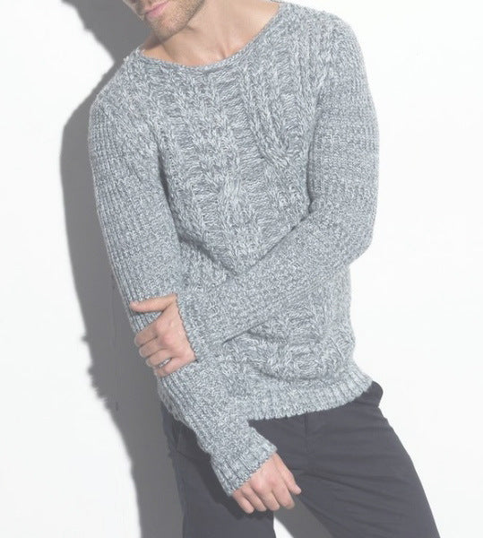 Men's Polyester Knit Sweater New Fashion Grey men clothing Zimivas