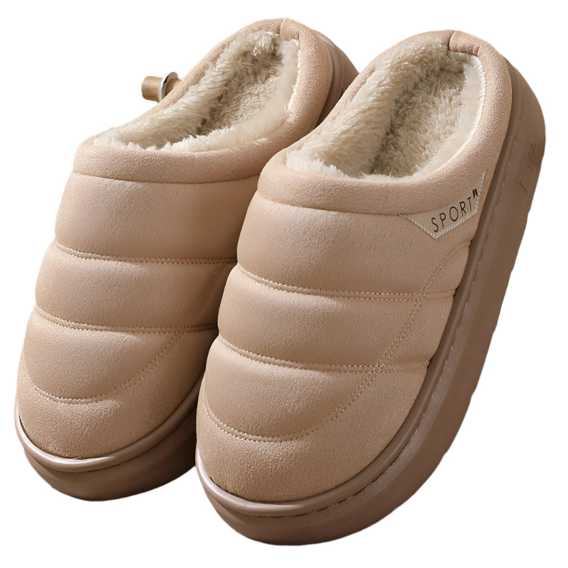 Fashion Solid Plush Slipper Winter Warm Indoor Floor Bedroom Home Slippers For Couple Thick-soled House Shoes for Women and Men Khaki shoes Zimivas