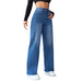 Fashion Straight Wide-leg Jeans Casual High-waist Non-elastic Womens Clothing Blue Women Clothing Zimivas