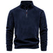 Fashion Personality Stand-collar Zippered Sweatshirt With Fleece Winter Casual Pullover Top Men's Clothing Navy Blue men clothing Zimivas