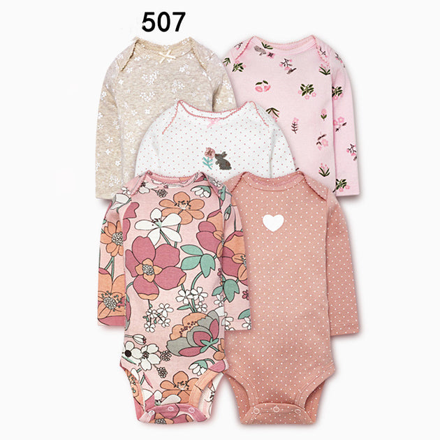 5-Pack Baby Girls Bodysuits, Floral Heart Bunny, up to 12 Months 507 style kids & baby Zimivas