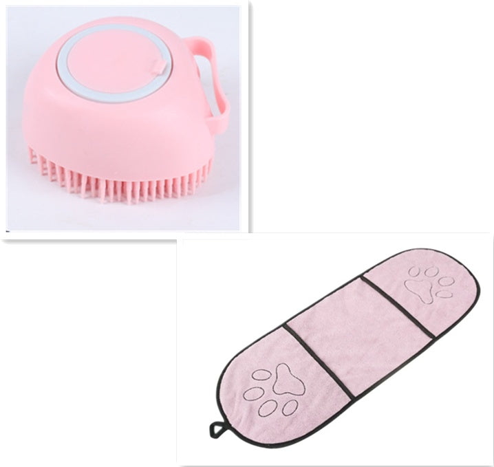 Pet Products Amazon Hot Silicone Dog Bath Brush Pink Set 0 null