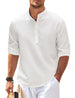 Men's Casual Shirt Long Sleeve Stand Collar Solid Color Shirt Mens Clothing White men clothing Zimivas