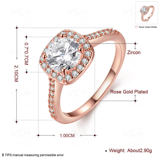 Rose Gold Ring Women European And American Fashion Zircon And Diamond Jewelry 0 null