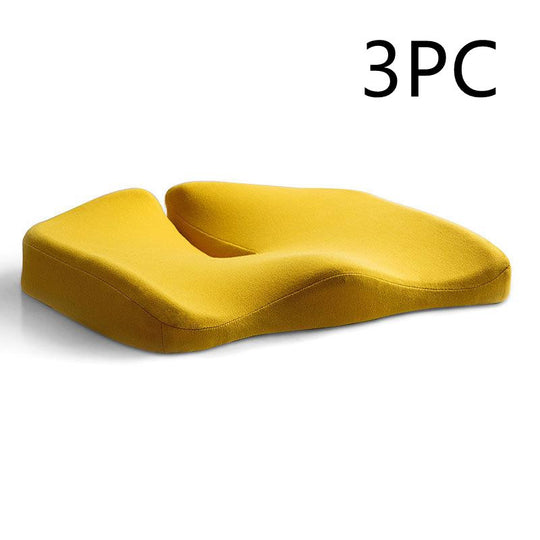 Pressure Relief Seat Cushion And Back Relief Lumbar Pillow Breathable Ass Cushion Non-Slip Wear-Resistant Office Chair Pads Yellow 3PCS 0 null