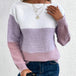 Pullover Knitted Sweater Fashion Round Neck Splicing Knitwear Loose Top Women's Clothing Purple XXL Women Clothing Zimivas