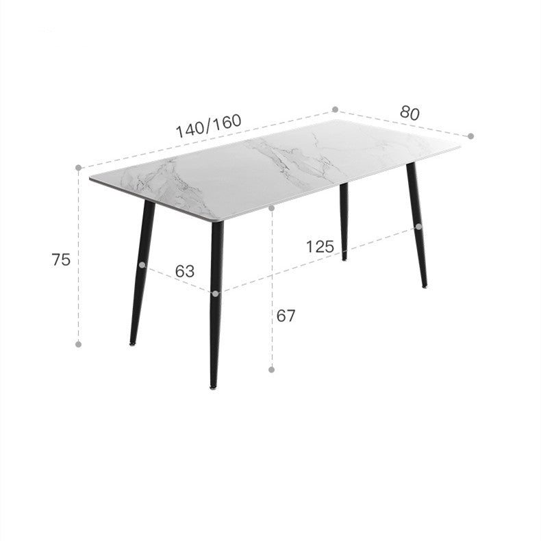 Italian Minimalist Stone Plate Dining Table Modern Simple Home Small Apartment Affordable Luxury Style Rectangular Stone Plate Dining Table 0 null