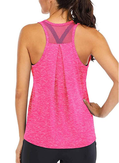 Women's loose racer mesh halter sports vest Watermelon red Women Clothing Zimivas